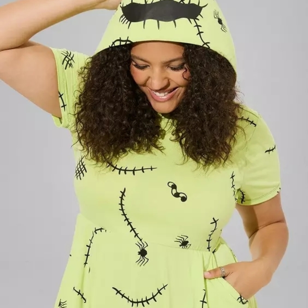 Torrid Disney The Nightmare Before Christmas Oogie Boogie Mini Hooded Dress NWT - Picture 4 of 11